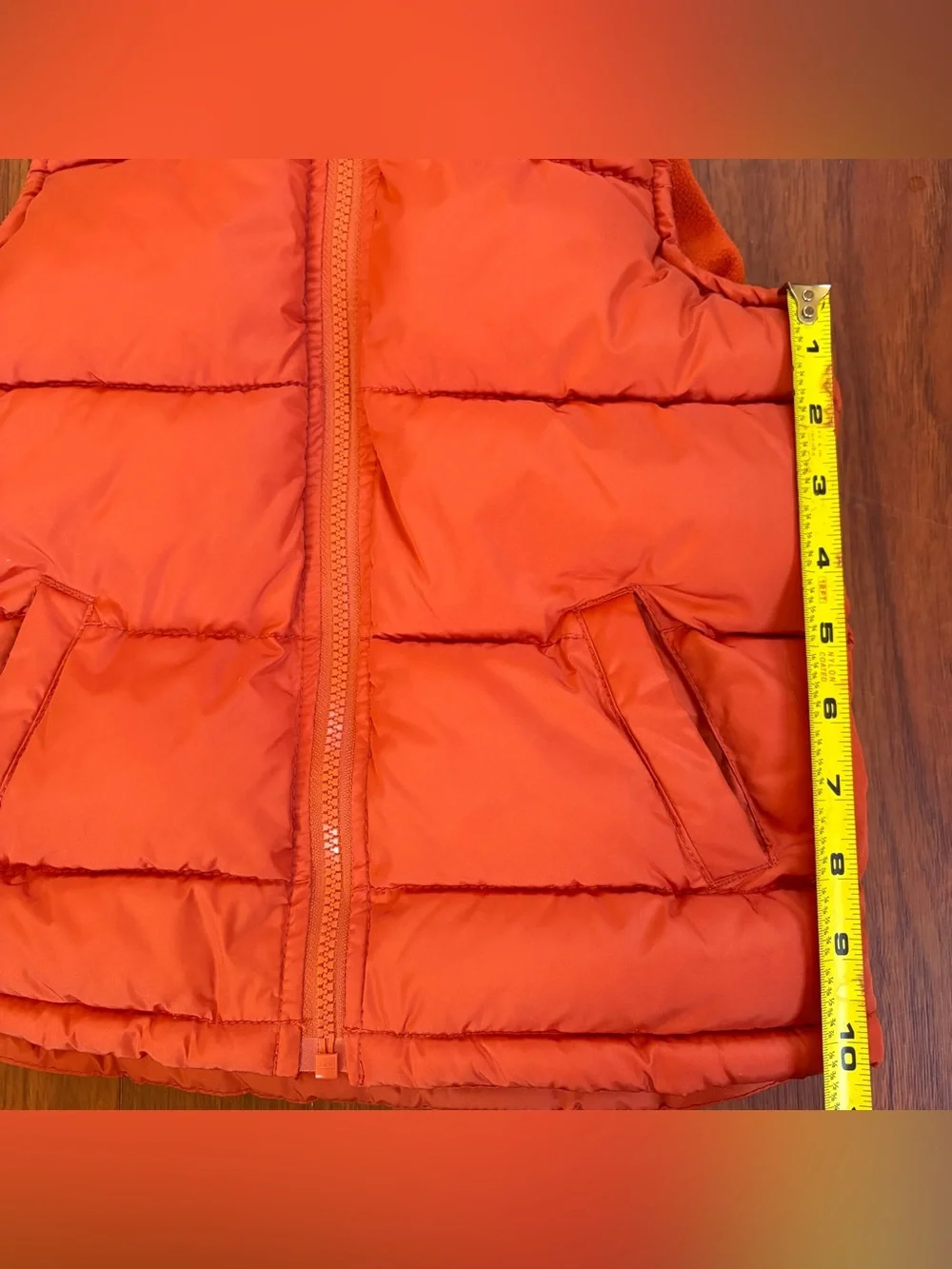 Old Navy Size 5T Red Puffer Fleece Lined Vest Sleeveless Jacket Pockets Orange